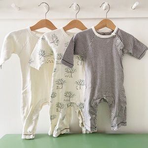 Touched By Nature organic cotton rompers, 3-6 mos